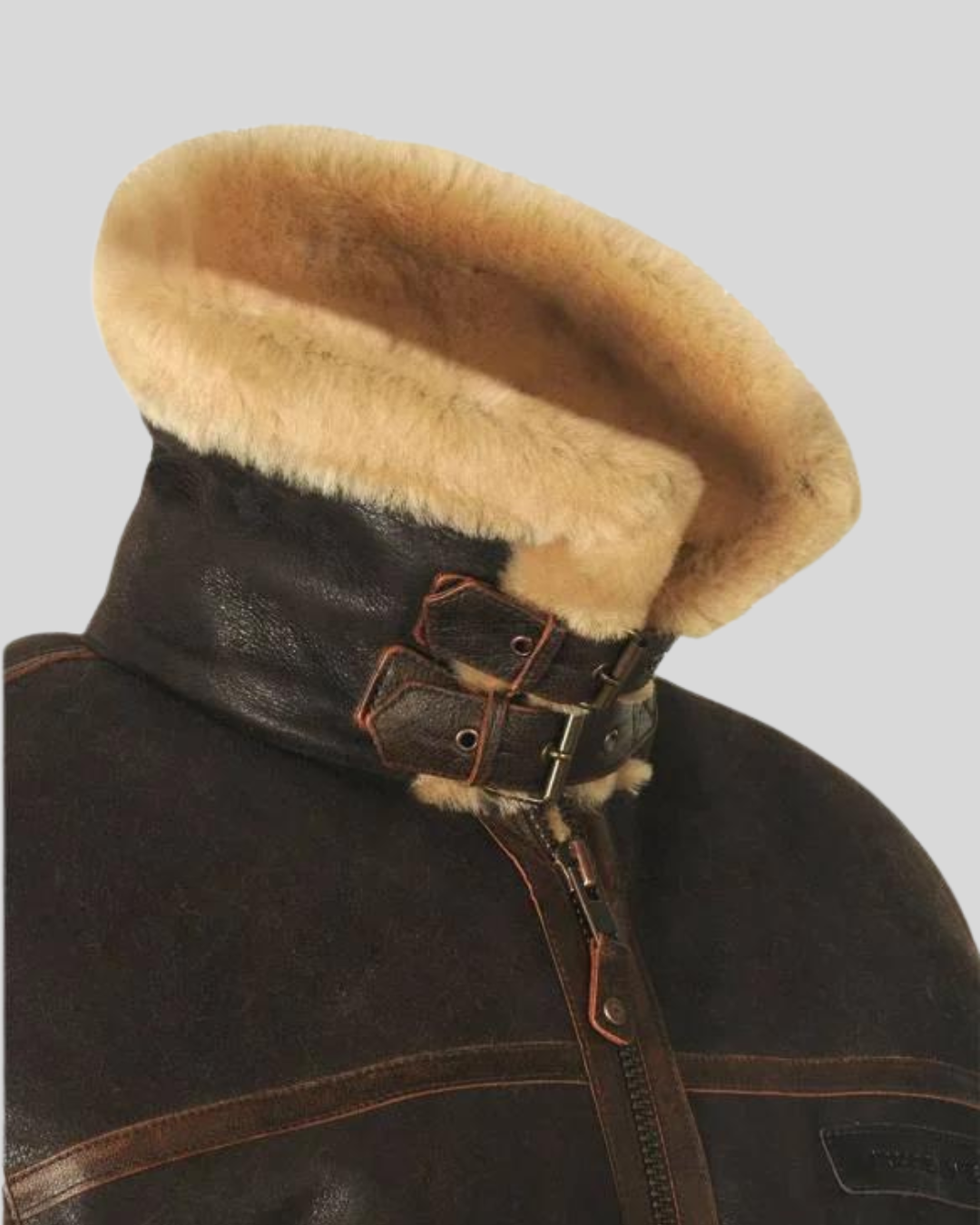 Jachetă Aviator Pentru Bărbați din Piele și Fleece