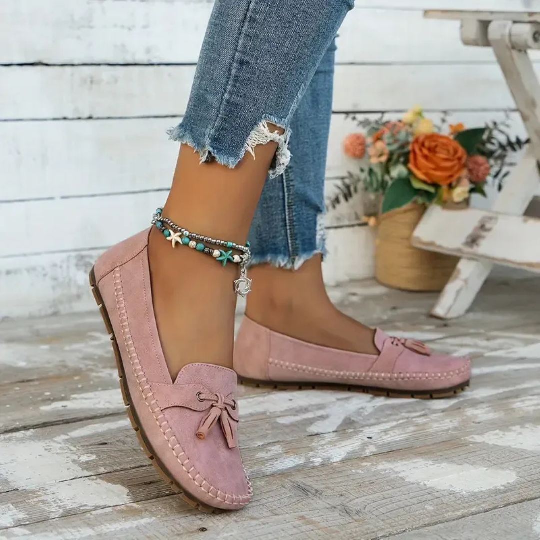 Mocasini foarte comozi pentru femei, în stil vintage, cu dantelă