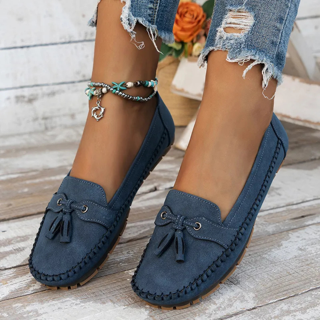Mocasini foarte comozi pentru femei, în stil vintage, cu dantelă