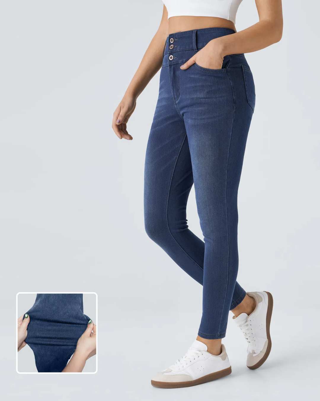 Blugi Flexibili cu Talie înaltă și Confort Total