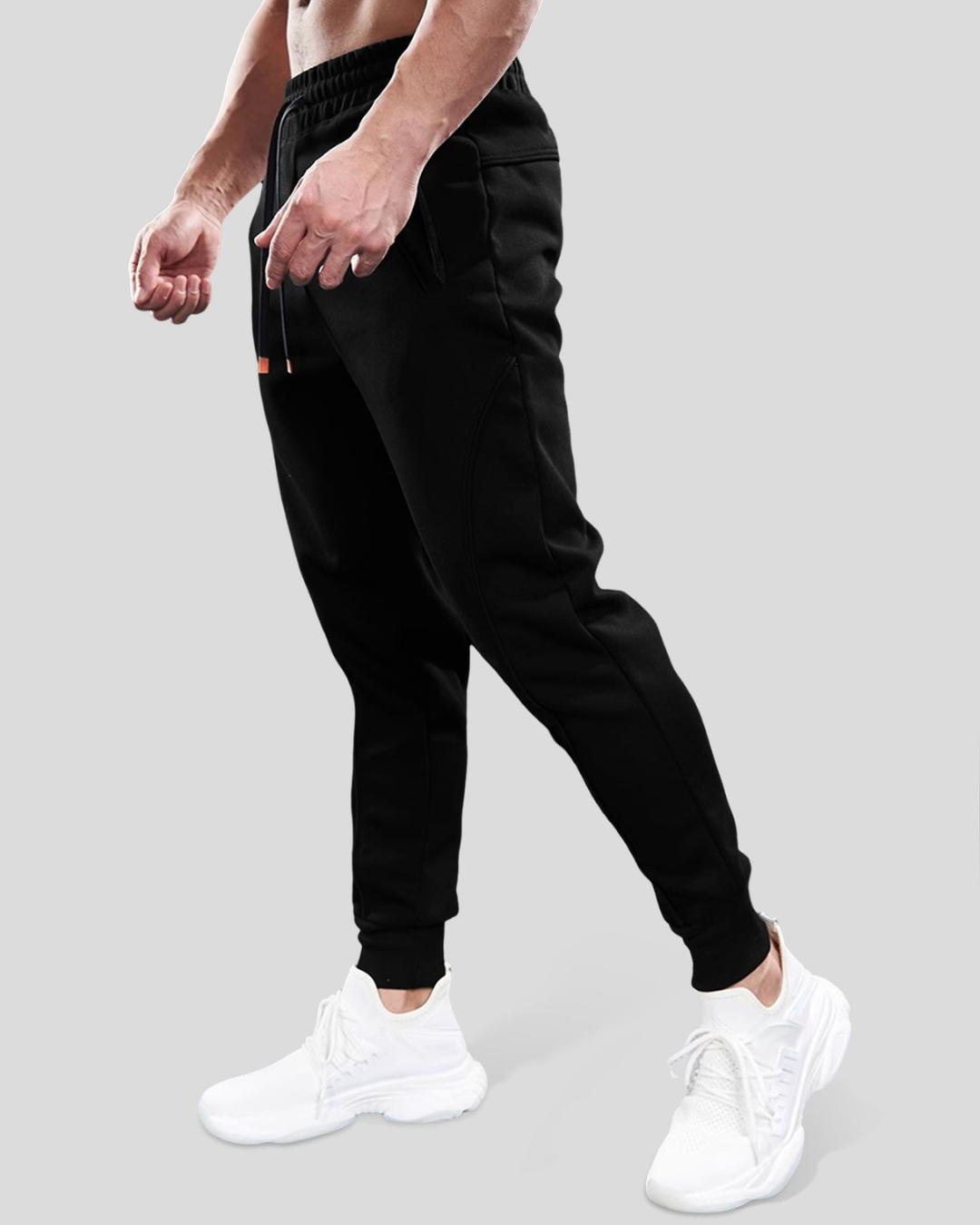 Pantaloni de Sudoare din Bumbac Ajustați de Bază Pentru Bărbați