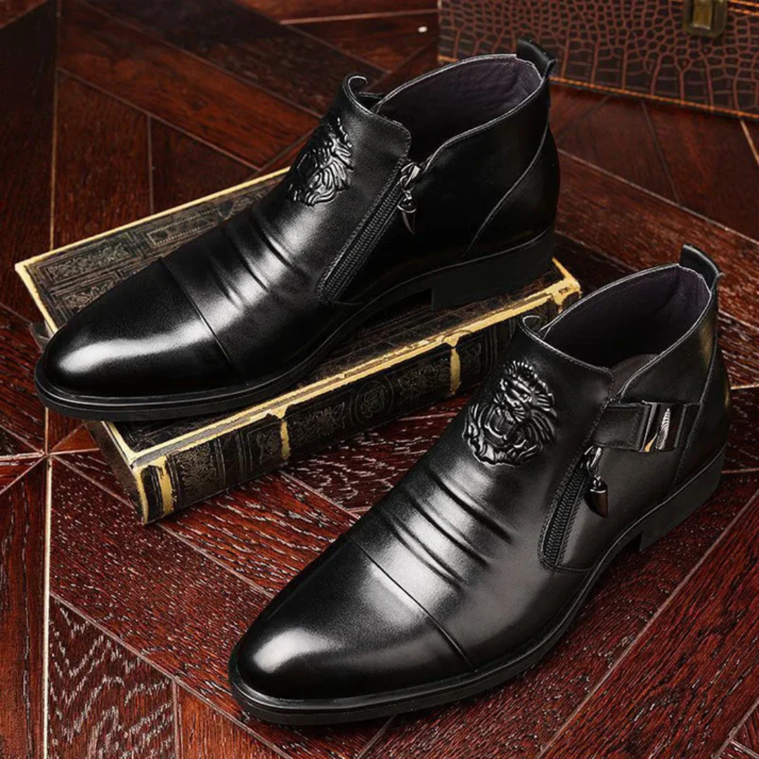 Ghete din piele neagră cu fermoar lateral pentru un look îndrăzneț și sofisticat