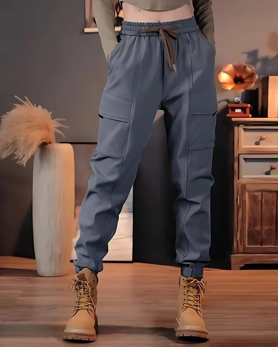 Pantaloni Casual Unisex cu Mai Multe Buzunare