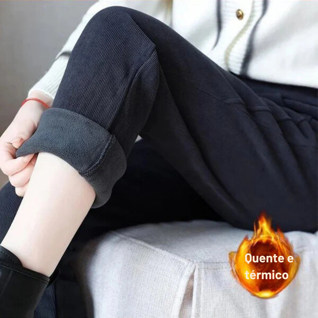 Pantaloni Călduroși cu Talie înaltă Pentru Femei, Cu Căptușeală Polară