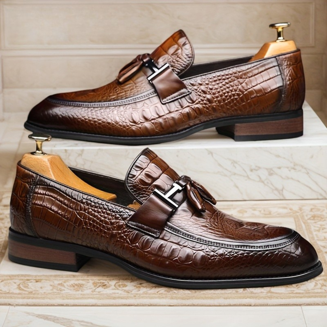 Mocasini ergonomici din piele cu design texturat pentru bărbați®
