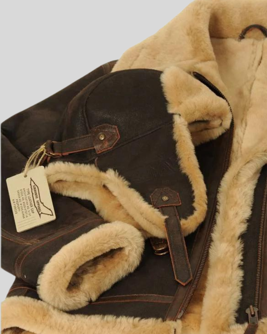 Jachetă Aviator Pentru Bărbați din Piele și Fleece