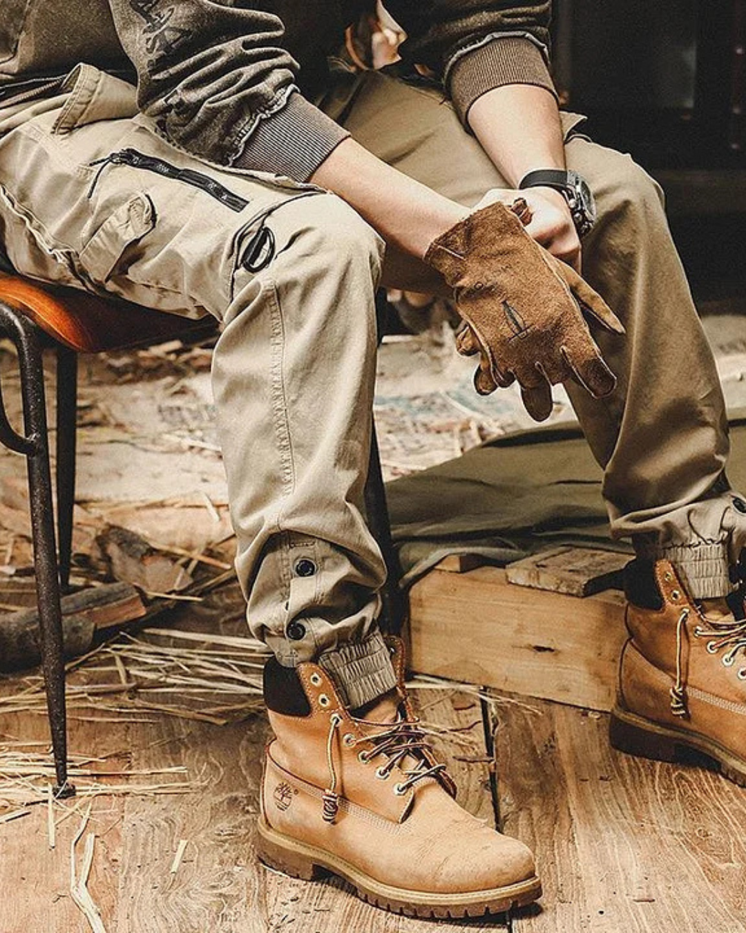 Pantaloni cargo con tasche multiple da uomo