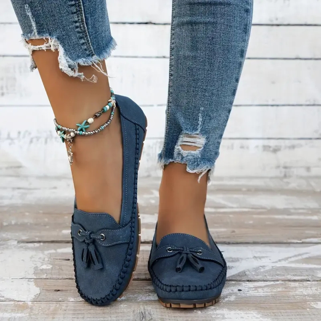 Mocasini foarte comozi pentru femei, în stil vintage, cu dantelă