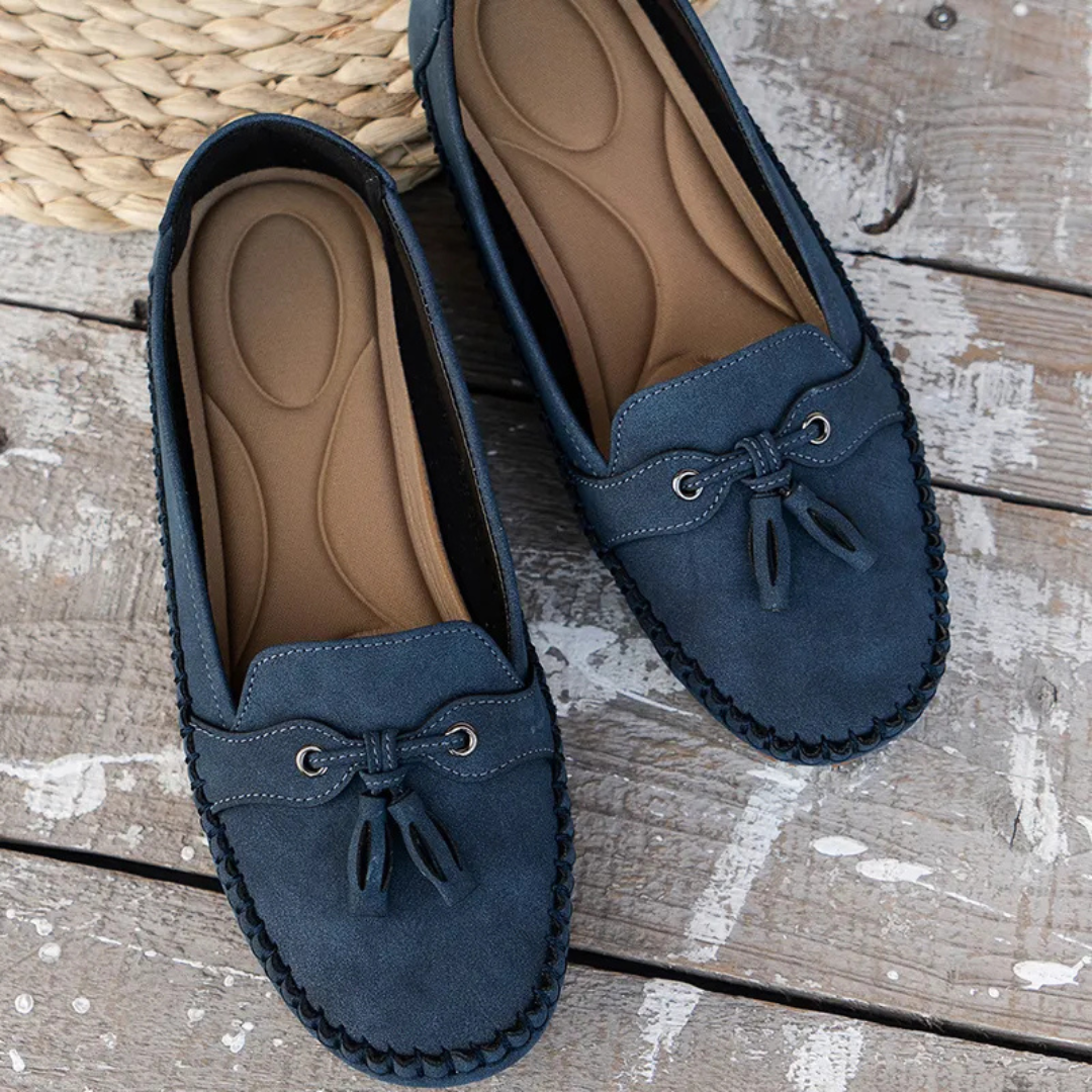 Mocasini foarte comozi pentru femei, în stil vintage, cu dantelă