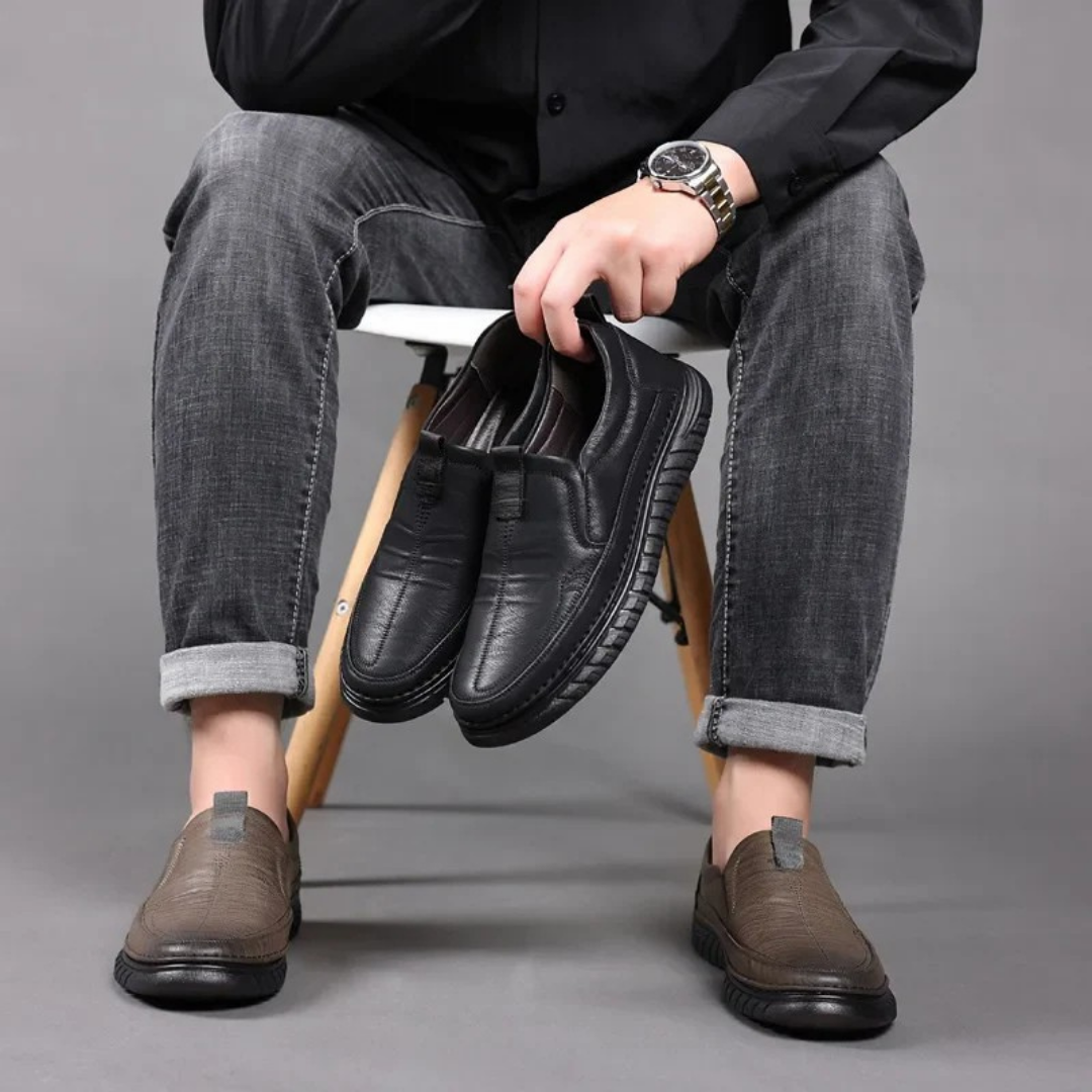 Mocasini din piele naturală pentru bărbați, cu design clasic și talpă antiderapantă®