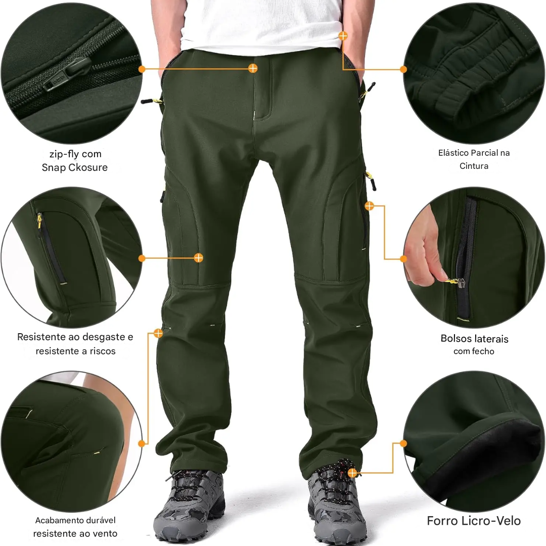 Pantaloni de iarnă izolați pentru bărbați cu căptușeală polară