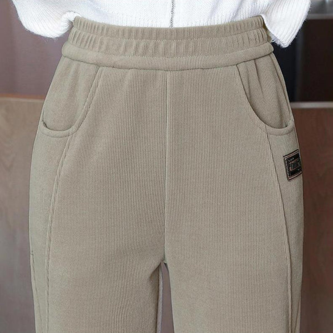 Pantaloni Călduroși cu Talie înaltă Pentru Femei, Cu Căptușeală Polară