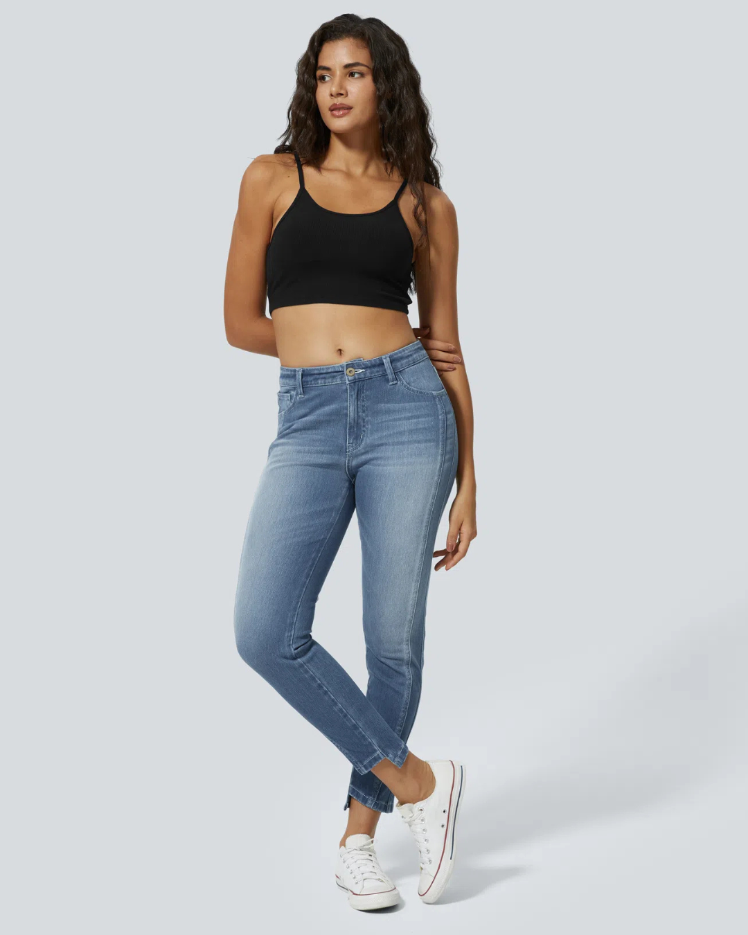 Blugi Skinny Elastici cu Mai Multe Buzunare și Fermoar