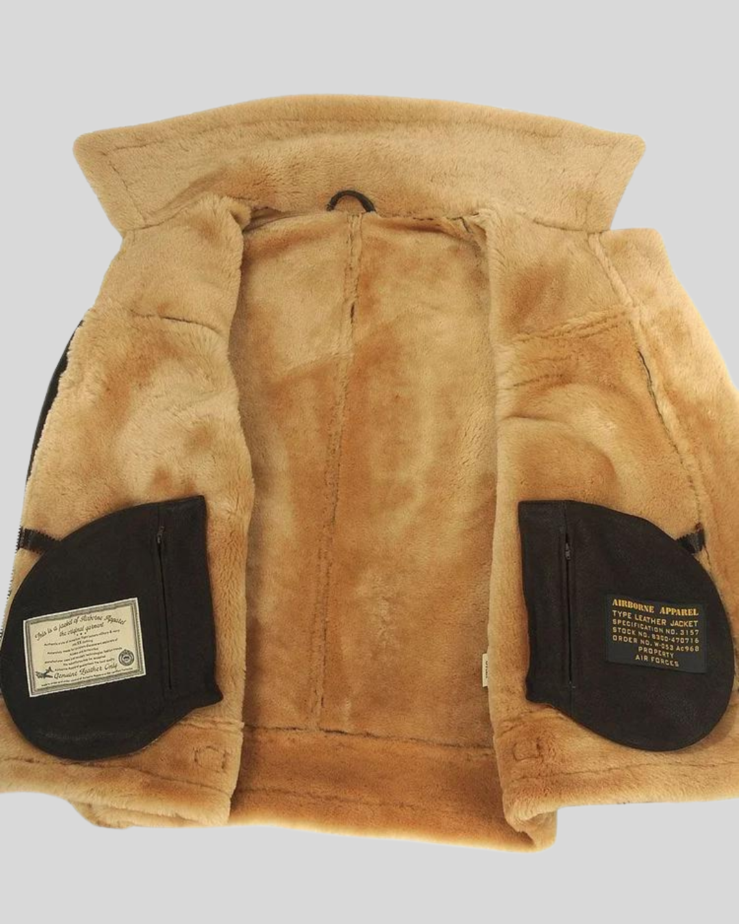 Jachetă Aviator Pentru Bărbați din Piele și Fleece