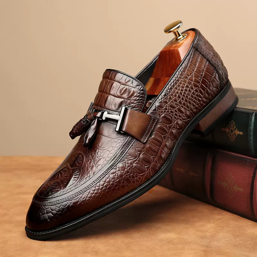 Mocasini ergonomici din piele cu design texturat pentru bărbați®