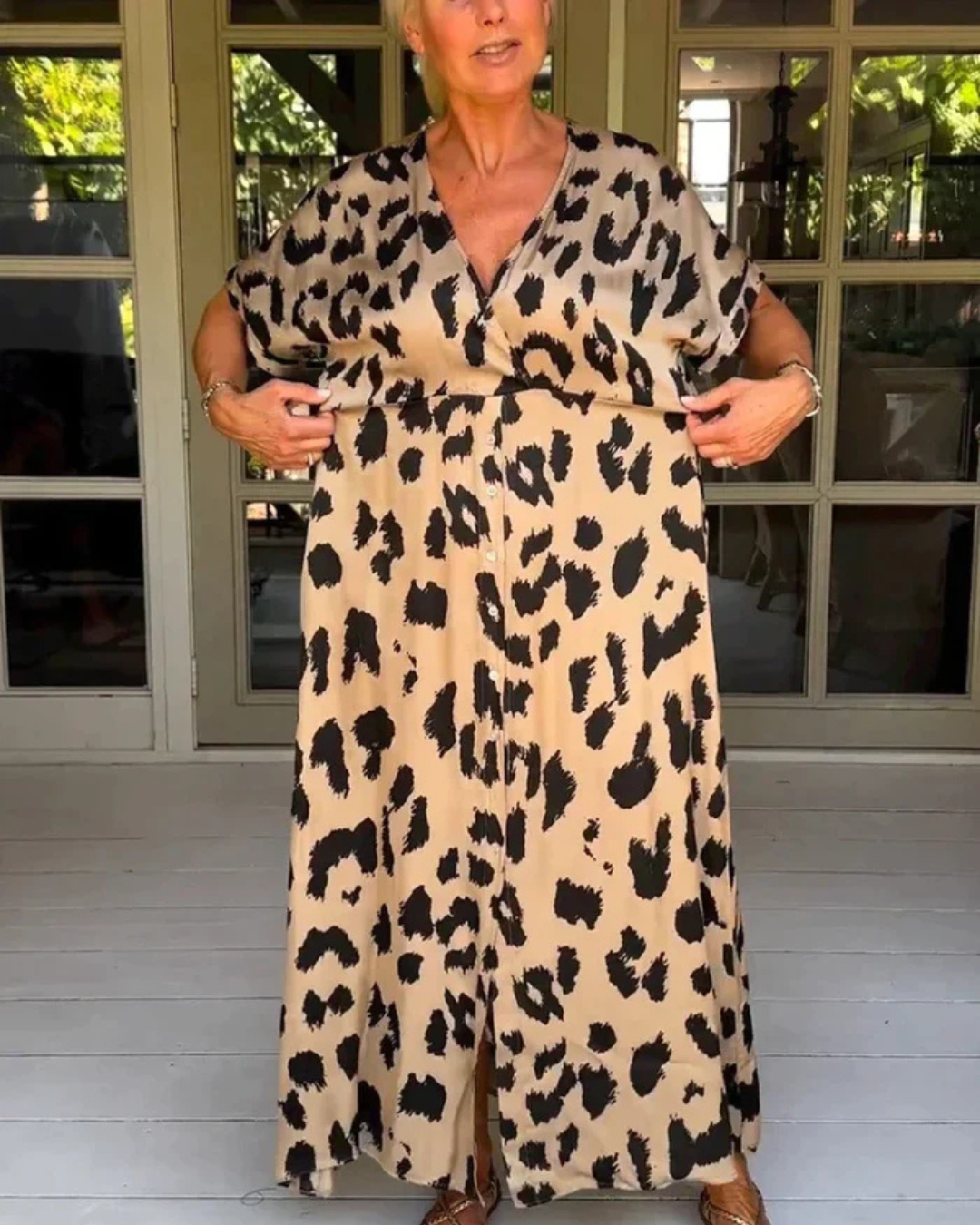Rochie Maxi Pentru Femei cu Imprimare Modernă de Animale