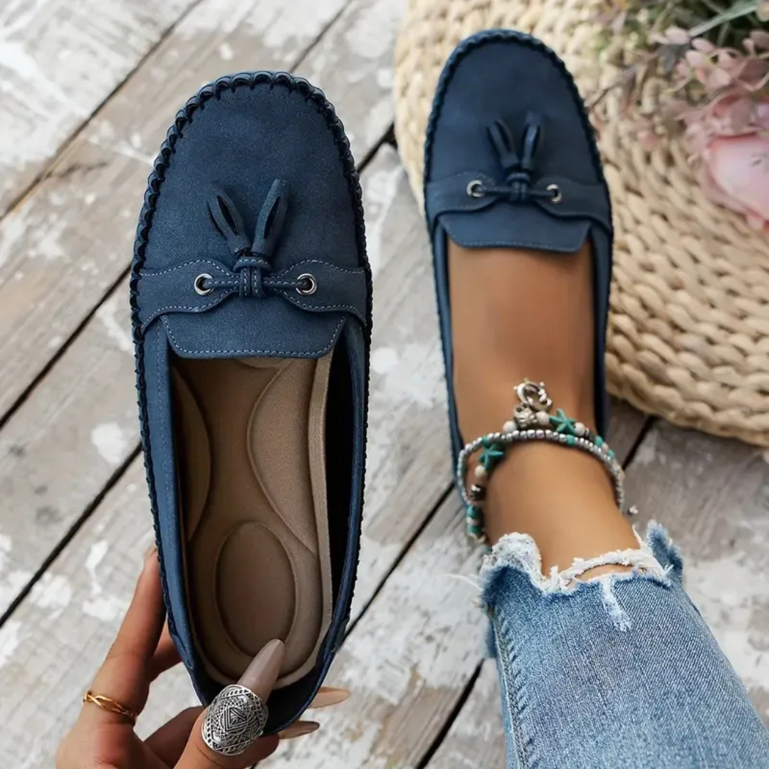 Mocasini foarte comozi pentru femei, în stil vintage, cu dantelă