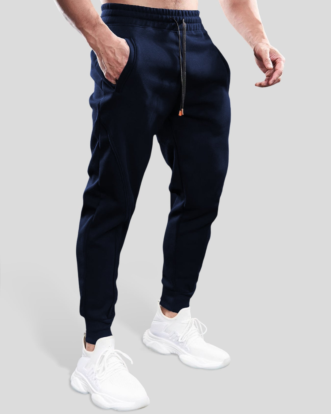 Pantaloni de Sudoare din Bumbac Ajustați de Bază Pentru Bărbați