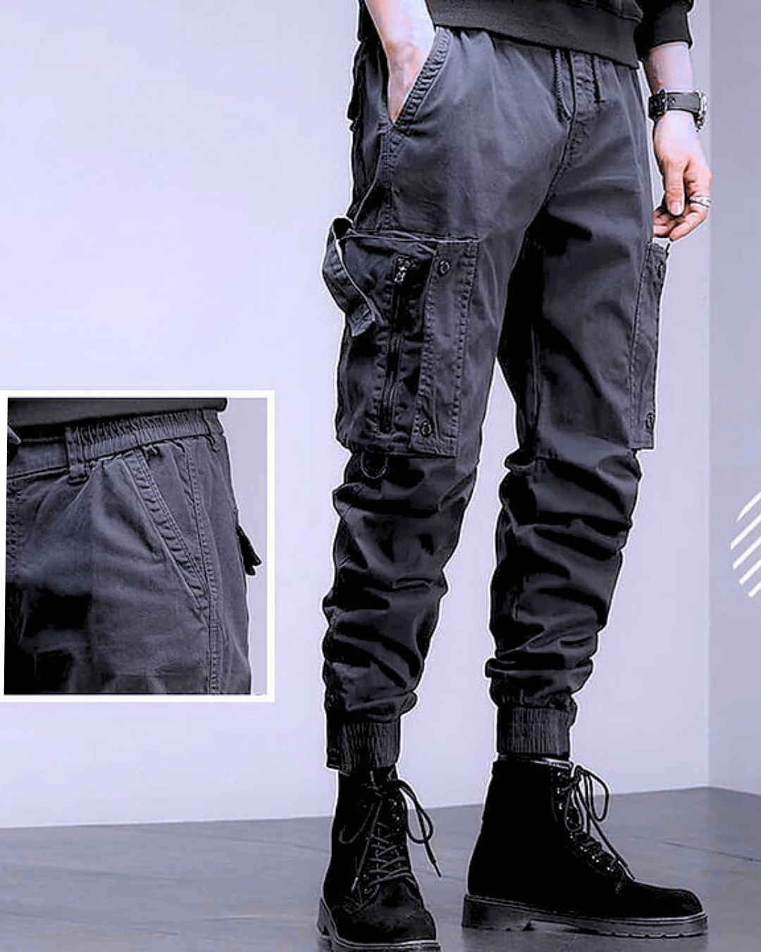 Pantaloni cargo con tasche multiple da uomo