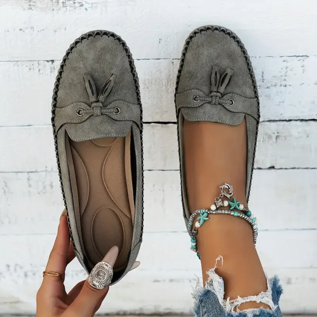 Mocasini foarte comozi pentru femei, în stil vintage, cu dantelă