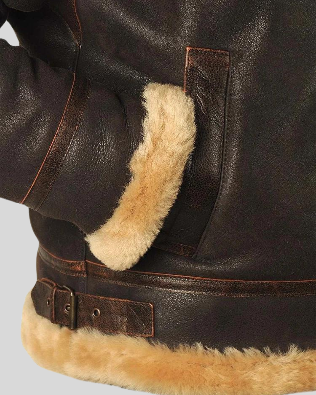 Jachetă Aviator Pentru Bărbați din Piele și Fleece