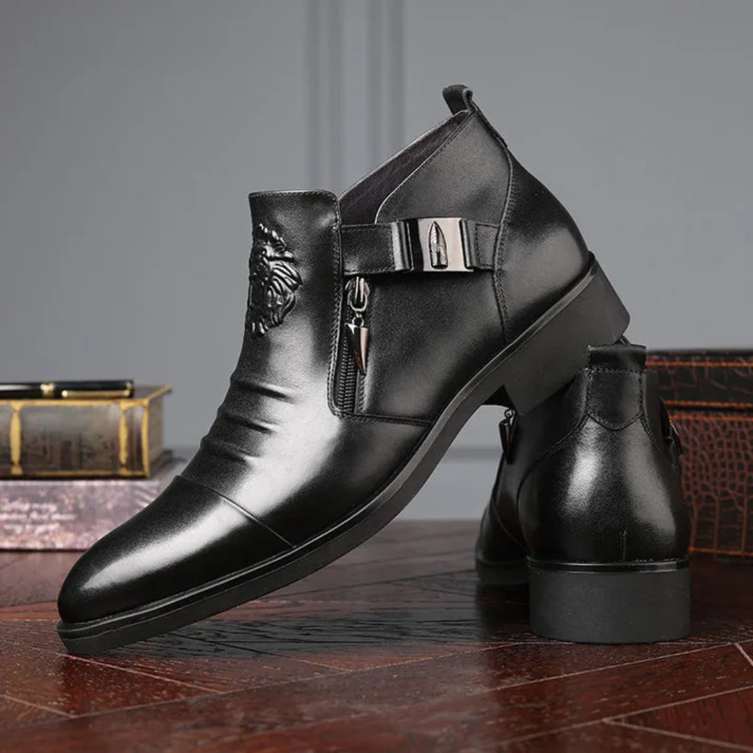 Ghete din piele neagră cu fermoar lateral pentru un look îndrăzneț și sofisticat