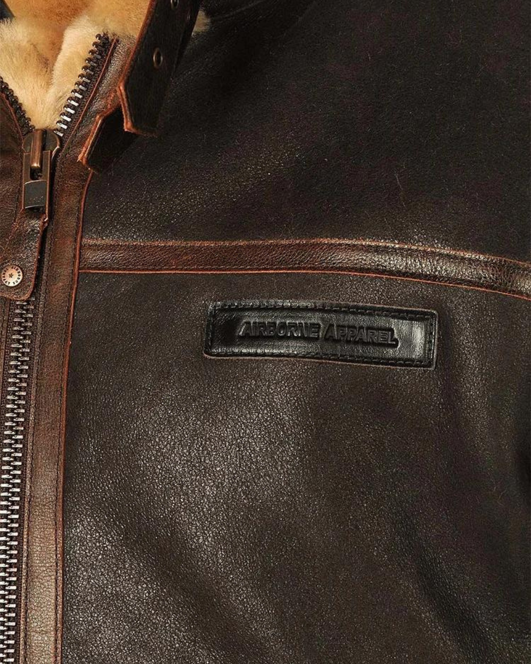 Jachetă Aviator Pentru Bărbați din Piele și Fleece