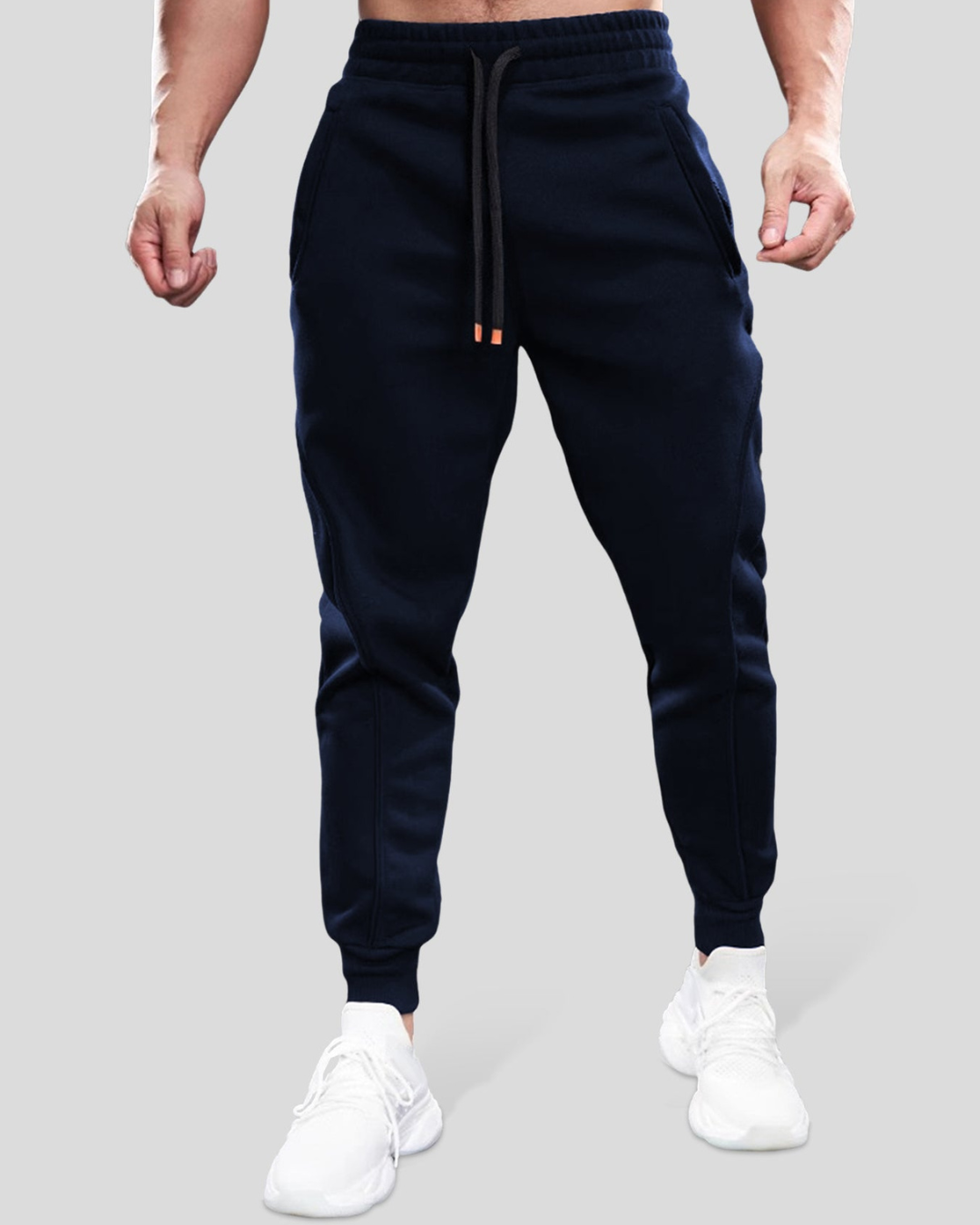 Pantaloni de Sudoare din Bumbac Ajustați de Bază Pentru Bărbați
