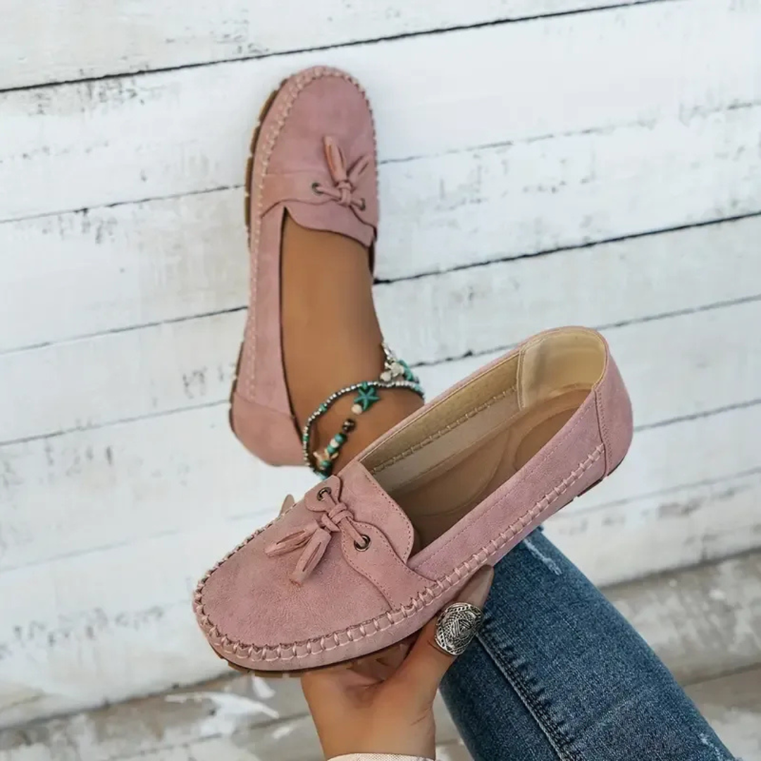 Mocasini foarte comozi pentru femei, în stil vintage, cu dantelă
