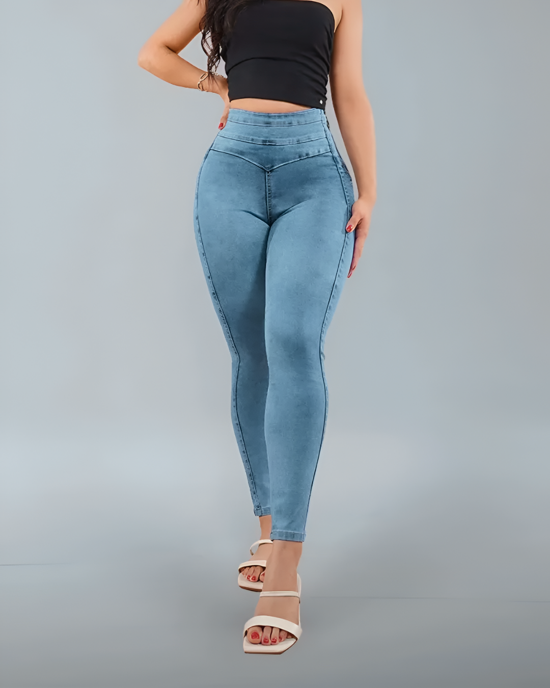 Pantaloni Ajustați cu Talie înaltă
