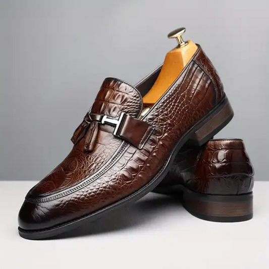 Mocasini ergonomici din piele cu design texturat pentru bărbați