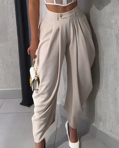 Pantaloni casual cu talie înaltă și strânși în partea de jos pentru femei