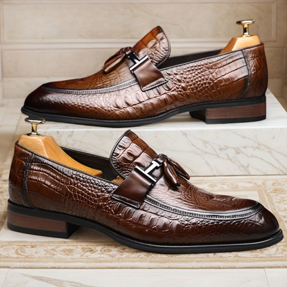 Mocasini ergonomici din piele cu design texturat pentru bărbați®