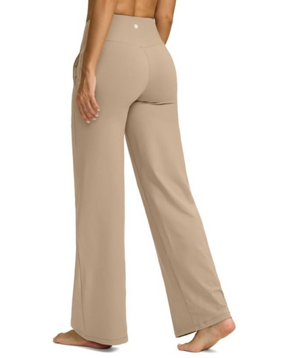 Pantaloni eleganți cu croi drept talie înaltă și țesătură elastică