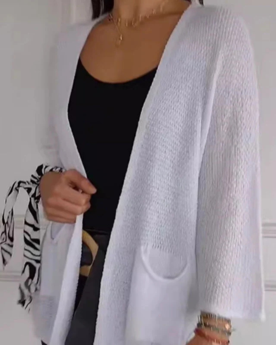 Jacheta casual din tricot cu față deschisă