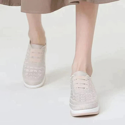 Adidași eleganți brodați, cu talpă elastică